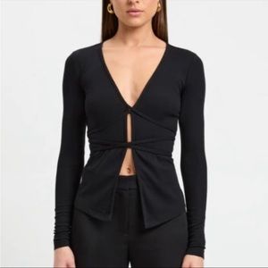 NWT Kookai Sereya Long Sleeve Top in Black